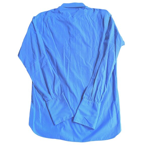 Ralph Lauren Purple Label Blue Check French Cuff Spread Collar Large 16.5/37 - Picture 3 of 8